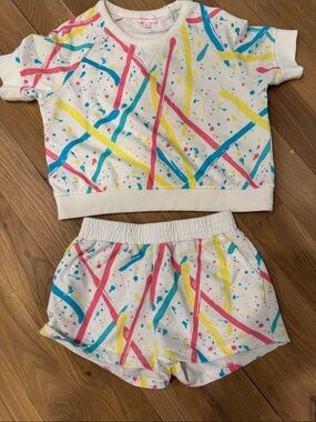 Design History Kids Matching Set White with Pink Blue Yellow Splatter